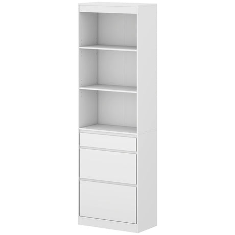 Wooden Bookcase 57cm Wide With 3 Drawers - Velmora