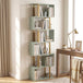 Wooden Bookcase 60cm Wide S-Shaped With 6 Shelves - Velmora