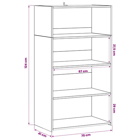 Wooden Bookcase 70cm Wide With 3 Shelves - Vantage Home