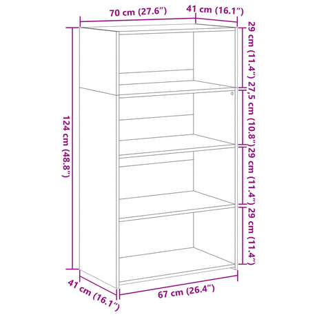 Wooden Bookcase 70cm Wide With 3 Shelves - Vantage Home