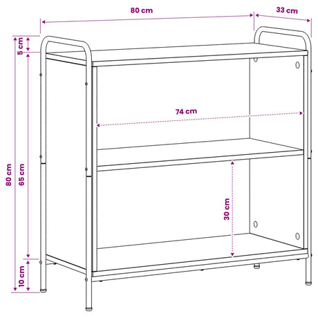 Wooden Bookcase 80cm Wide With 1 Shelf And Steel Frame - Vantage Home