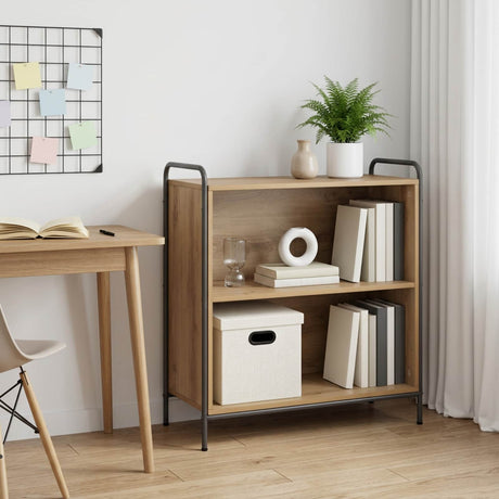 Wooden Bookcase 80cm Wide With 1 Shelf And Steel Frame - Vantage Home