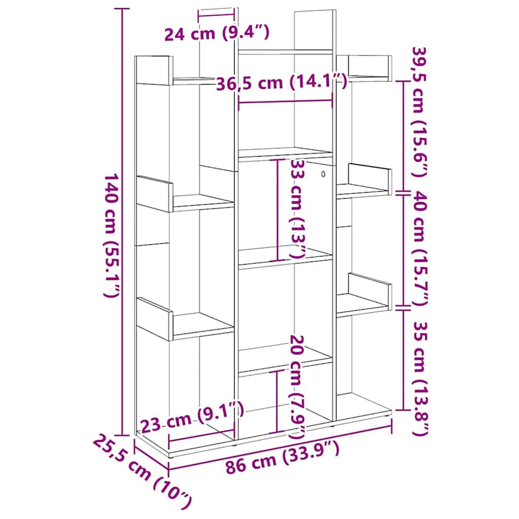 Wooden Bookcase 86cm Wide - Vantage Home