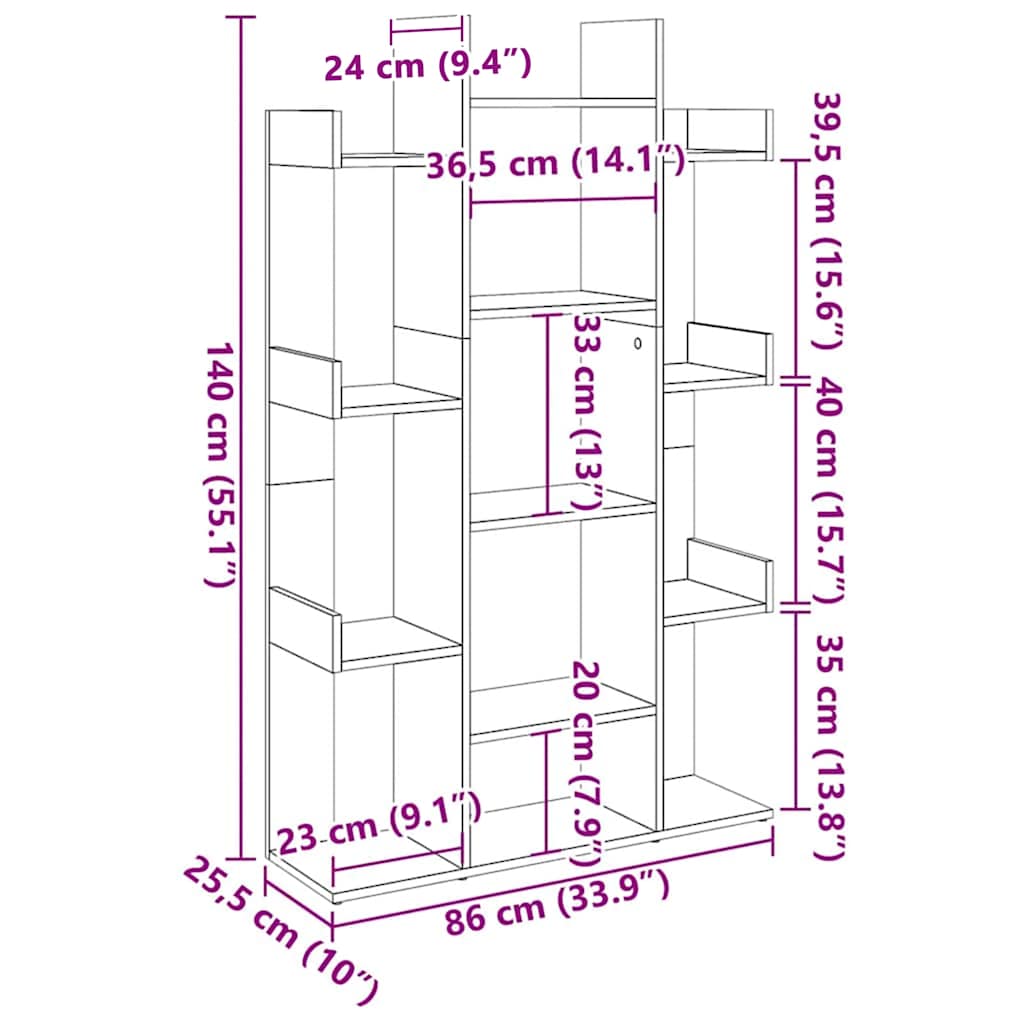 Wooden Bookcase 86cm Wide - Vantage Home