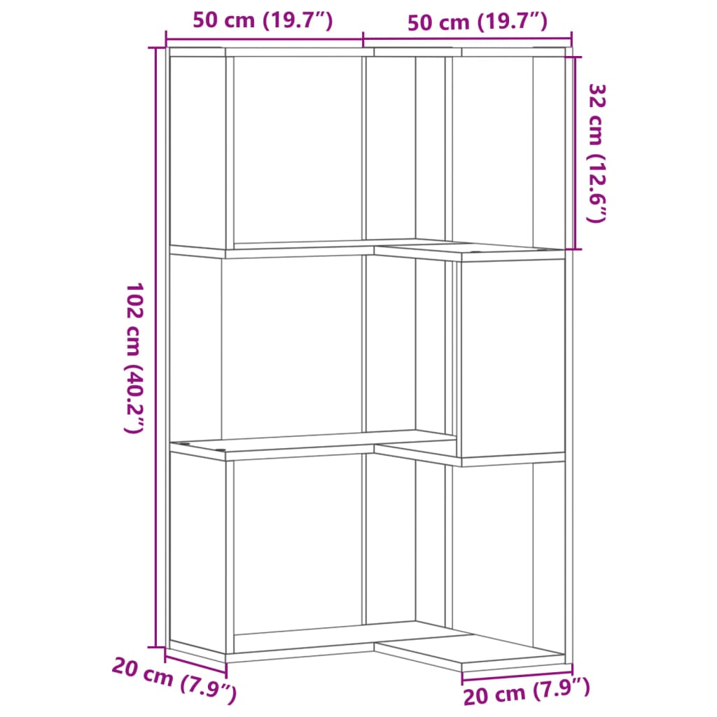 Wooden Bookcase Corner - Vantage Home