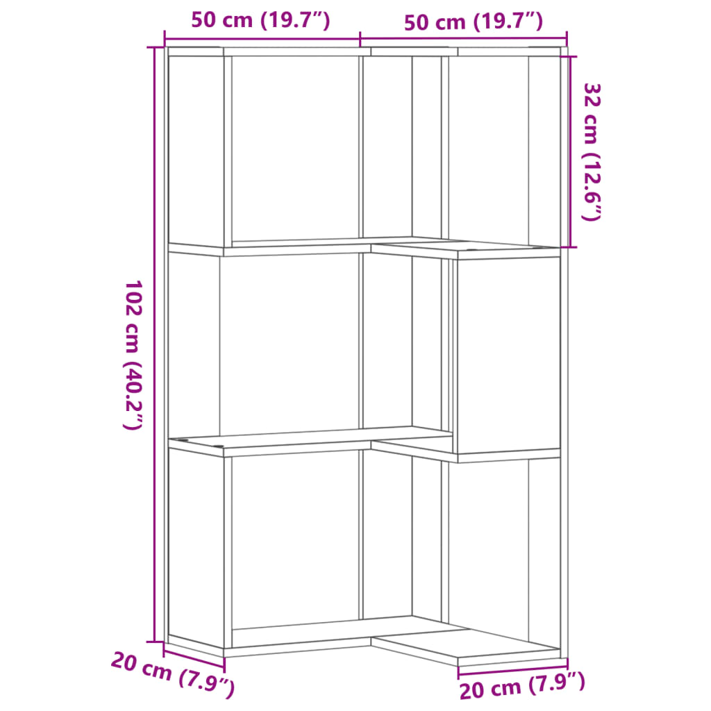 Wooden Bookcase Corner - Vantage Home