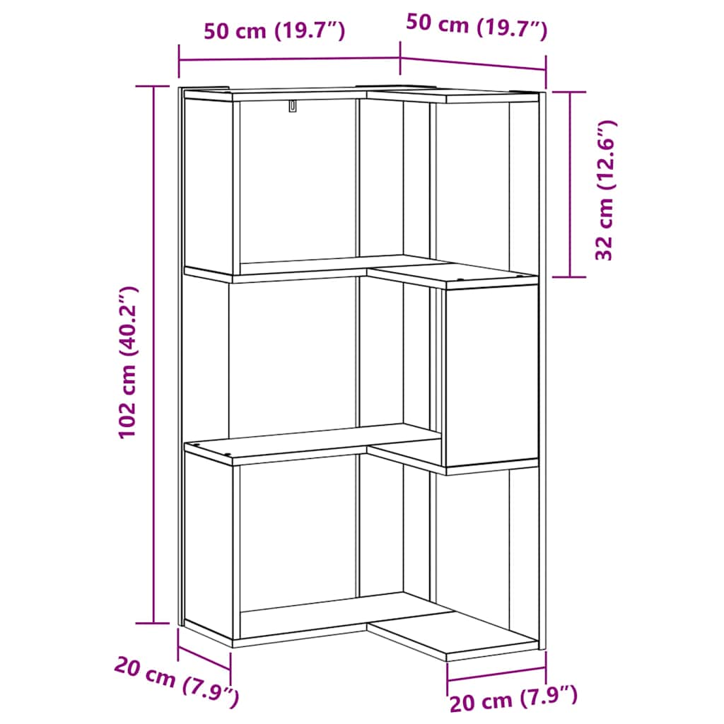 Wooden Bookcase Corner - Vantage Home