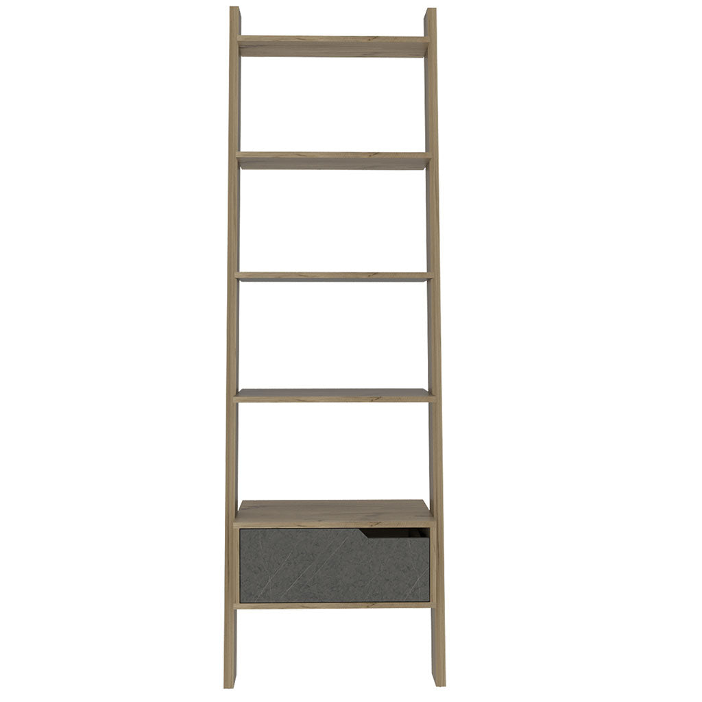 Wooden Bookcase Ladder Design With 1 Drawer - Manhattan