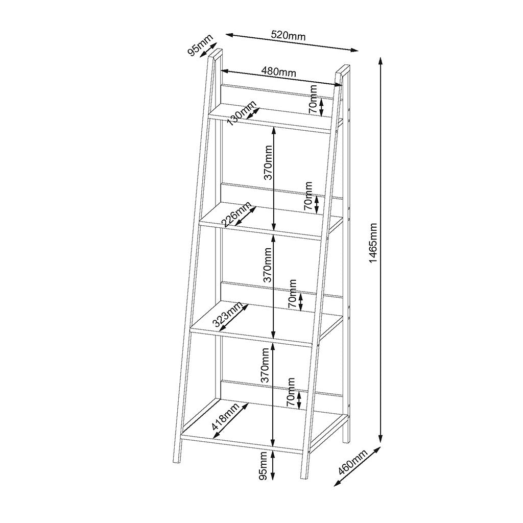 Wooden Bookcase Ladder Design With 4 Shelves - Loft