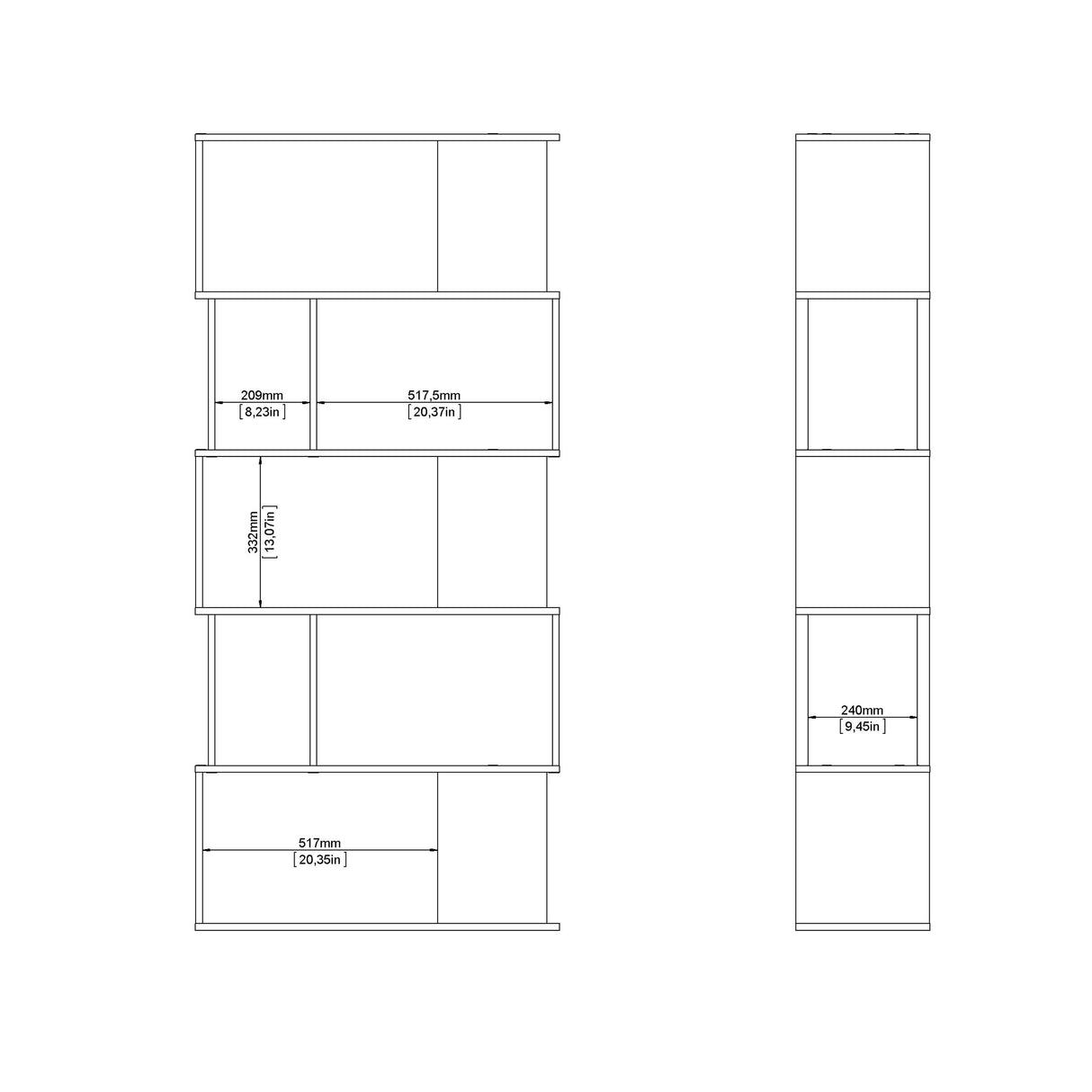 Wooden Bookcase Open With 4 Shelves - Maze