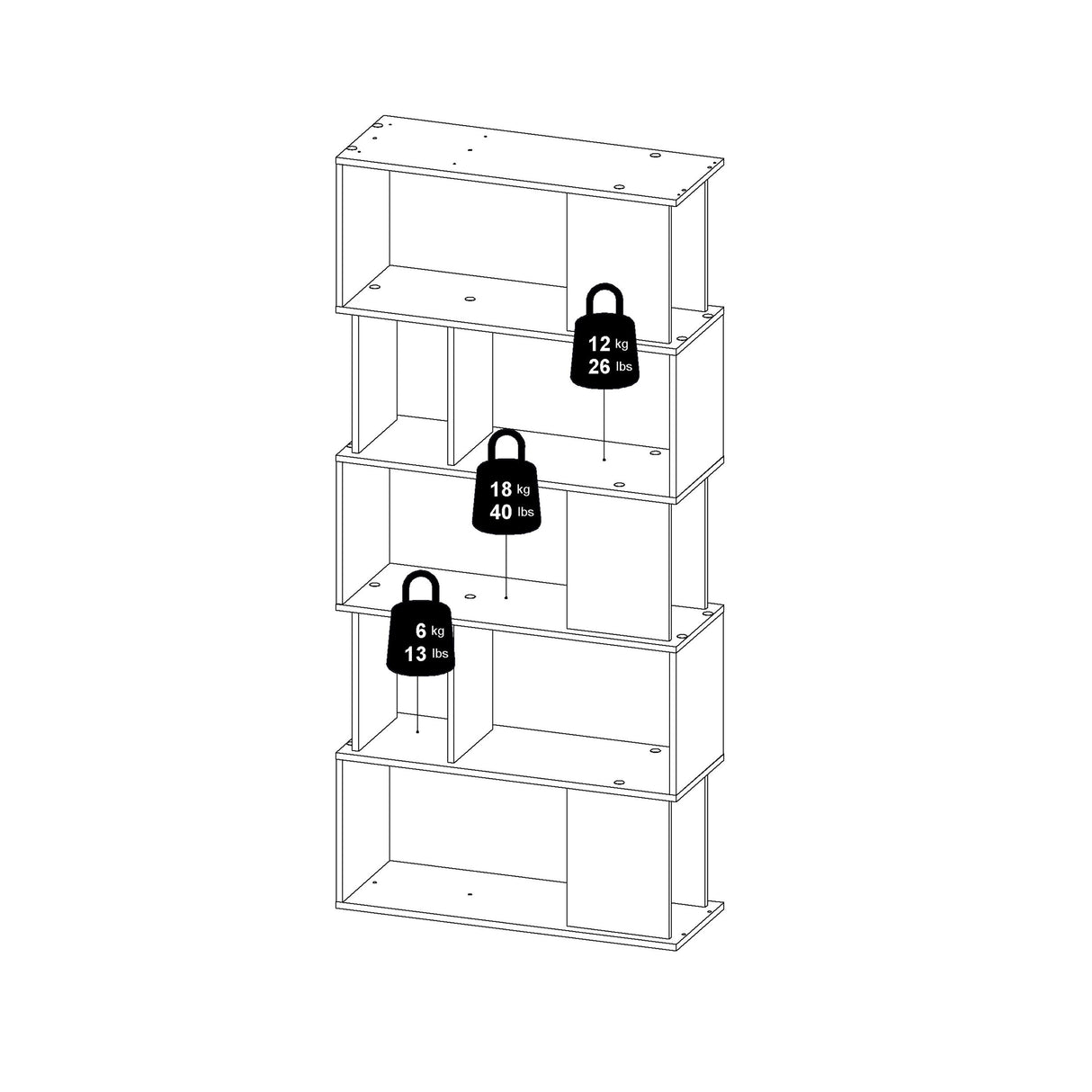 Wooden Bookcase Open With 4 Shelves - Maze