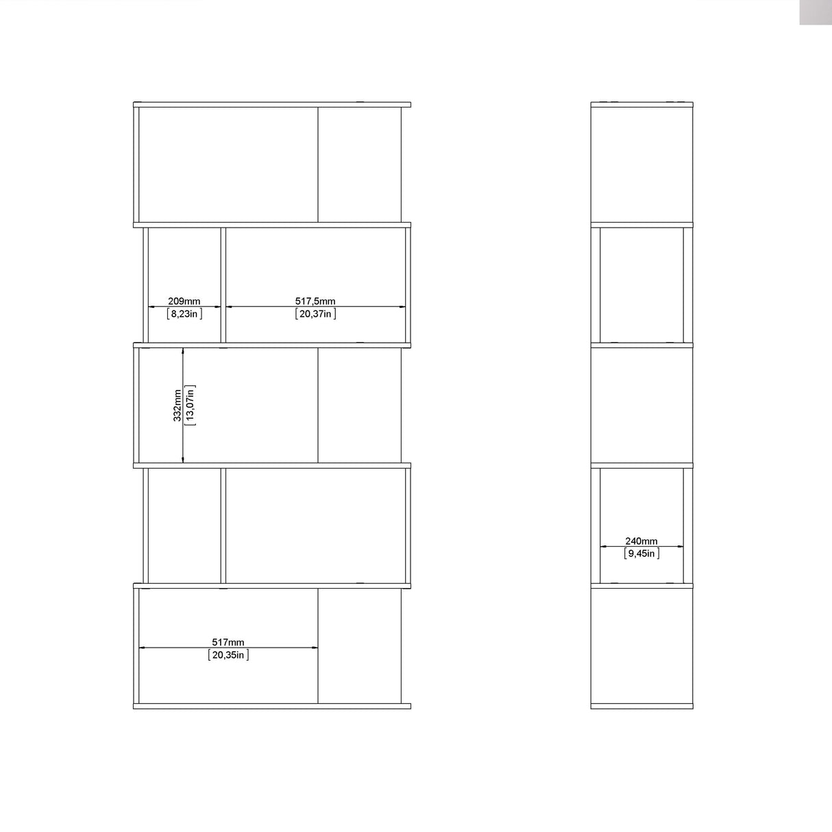 Wooden Bookcase Open With 4 Shelves - Maze