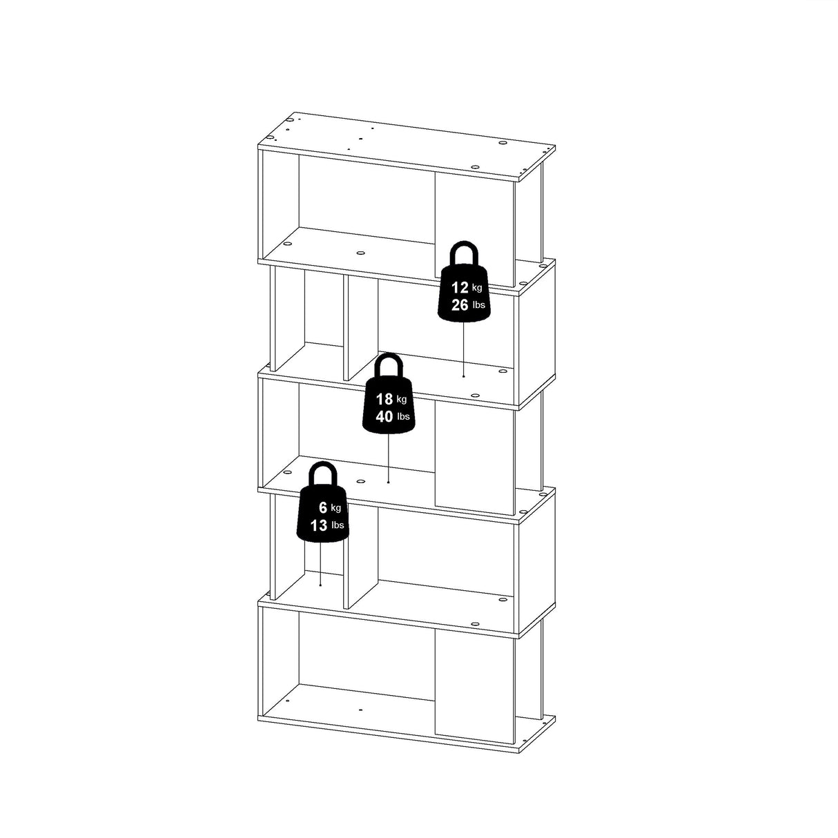 Wooden Bookcase Open With 4 Shelves - Maze
