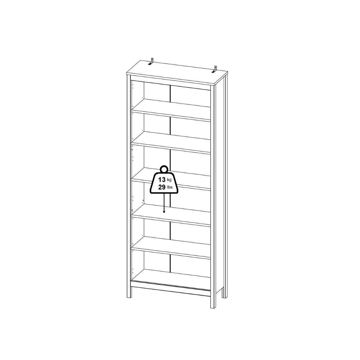 Wooden Bookcase Tall With 5 Shelves - Madrid