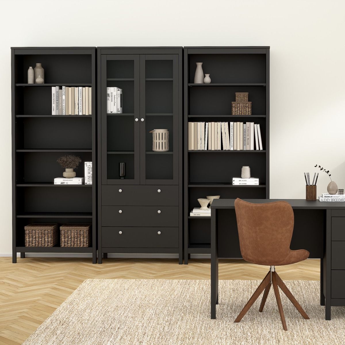 Wooden Bookcase Tall With 5 Shelves - Madrid