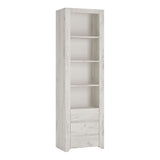 Wooden Bookcase Tall And Narrow With 3 Drawers - Angel