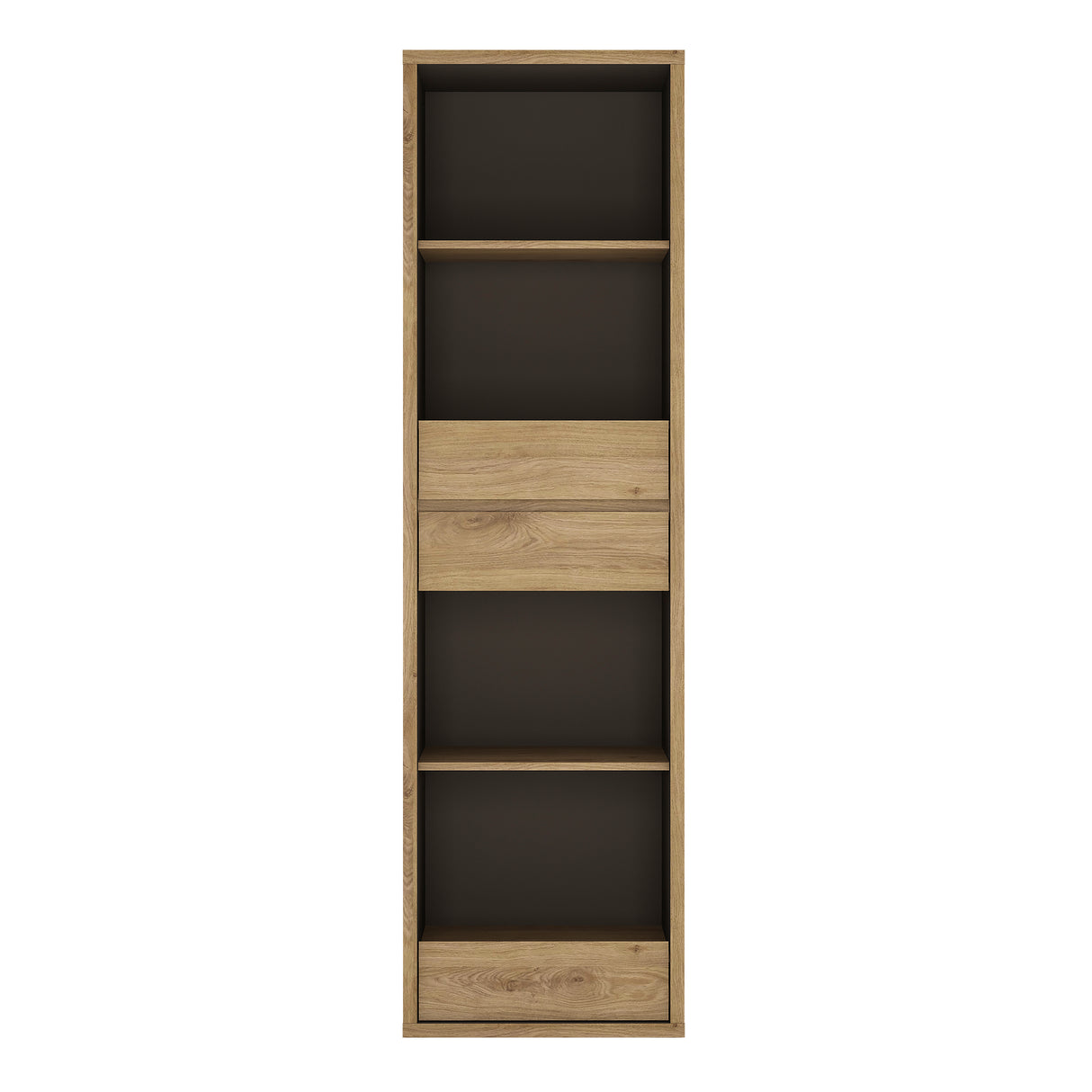Wooden Bookcase Tall And Narrow With 3 Drawers - Shetland