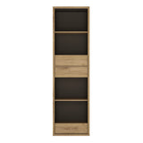 Wooden Bookcase Tall And Narrow With 3 Drawers - Shetland