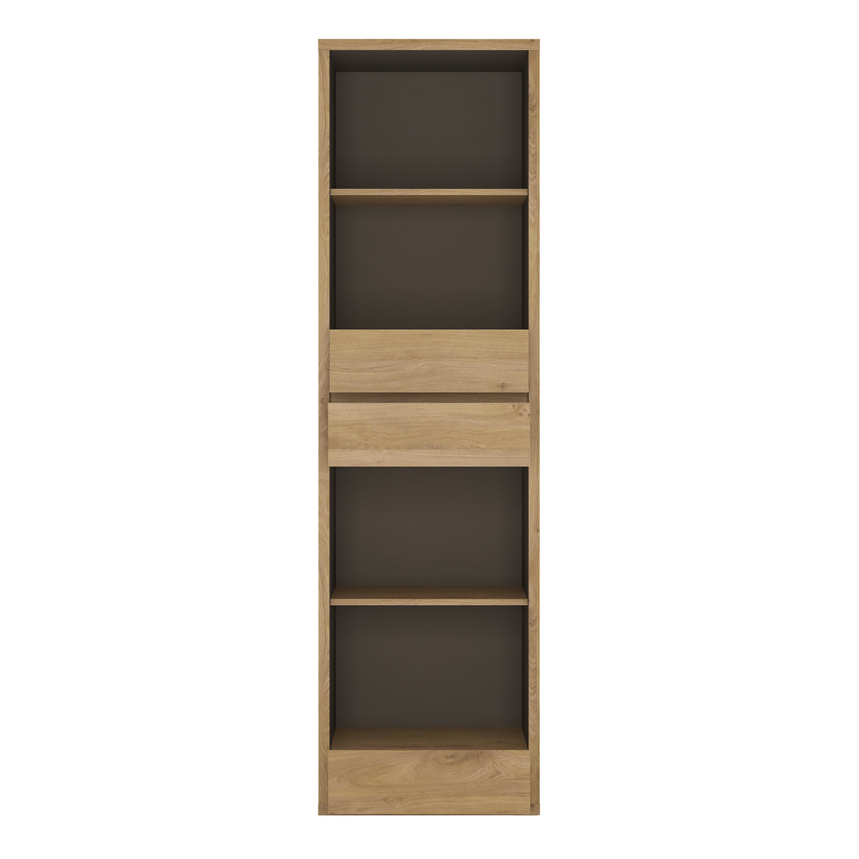 Wooden Bookcase Tall And Narrow With 3 Drawers - Shetland