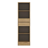 Wooden Bookcase Tall And Narrow With 3 Drawers - Shetland