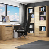 Wooden Bookcase Tall And Narrow With 3 Drawers - Shetland