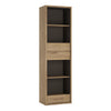 Wooden Bookcase Tall And Narrow With 3 Drawers - Shetland