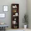 Wooden Bookcase Tall And Narrow With 5 Shelves - Essential