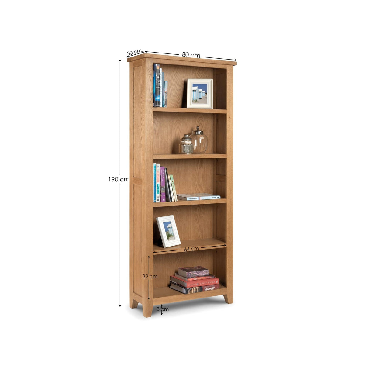 Wooden Bookcase Tall With 5 Shelves - Astoria