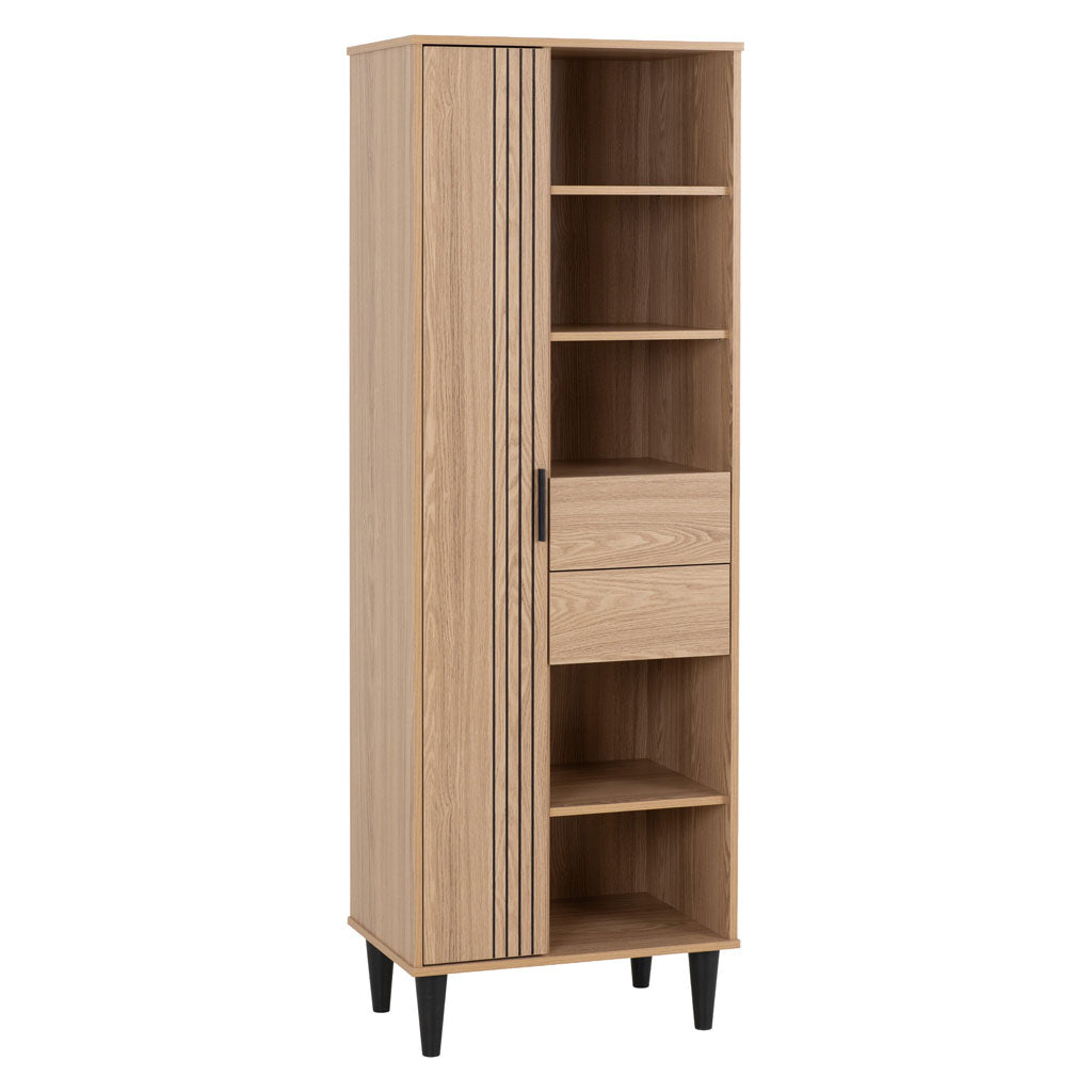 Wooden Bookcase With 1 Door And 2 Drawers - Tessa