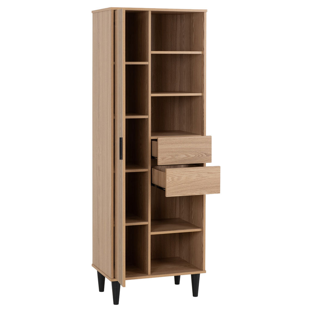 Wooden Bookcase With 1 Door And 2 Drawers - Tessa
