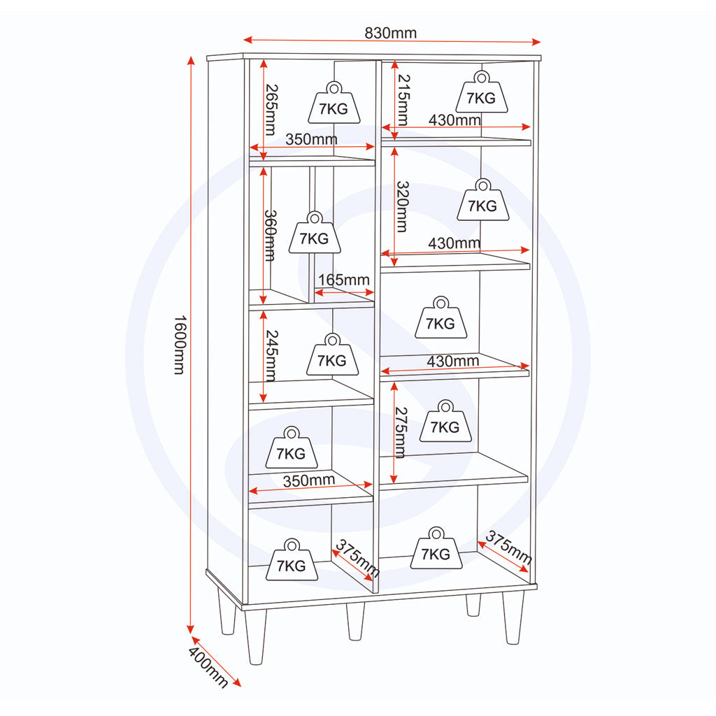Wooden Bookcase With 1 Door - Tessa