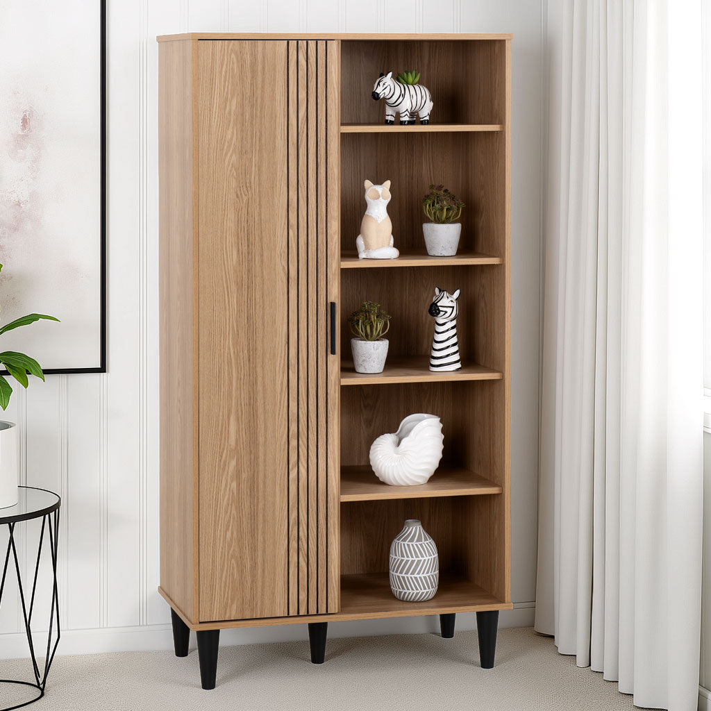 Wooden Bookcase With 1 Door - Tessa