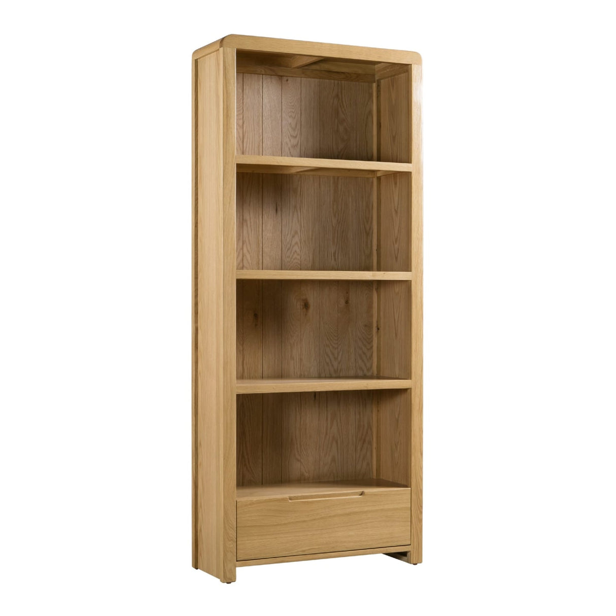 Wooden Bookcase With 1 Drawer And 4 Shelves - Curve