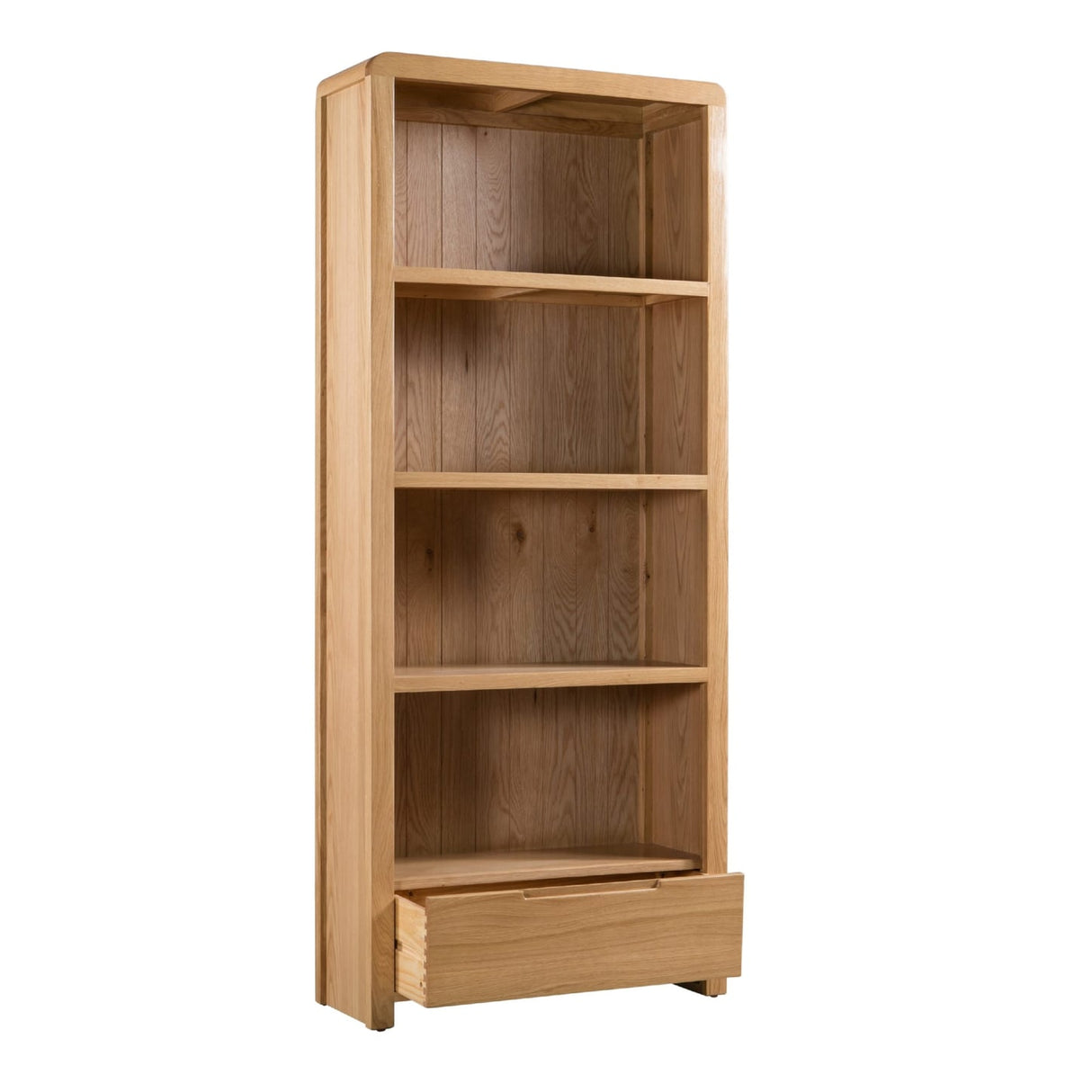 Wooden Bookcase With 1 Drawer And 4 Shelves - Curve