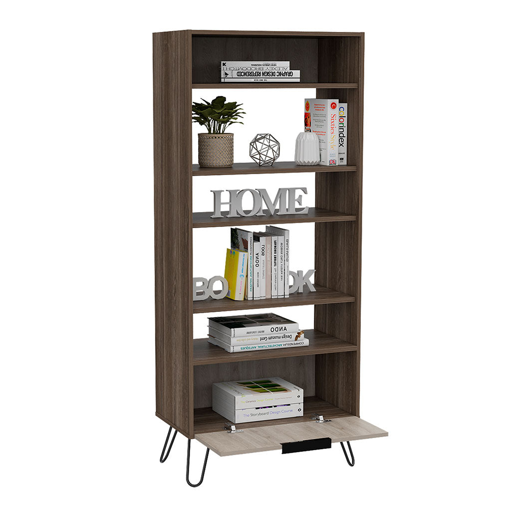 Wooden Bookcase With 1 Flap Door - Nevada