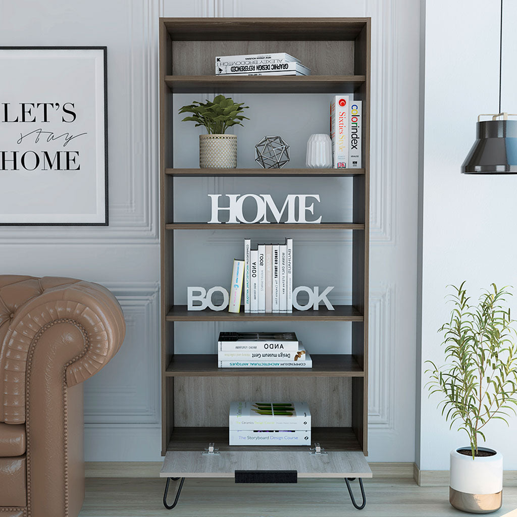 Wooden Bookcase With 1 Flap Door - Nevada