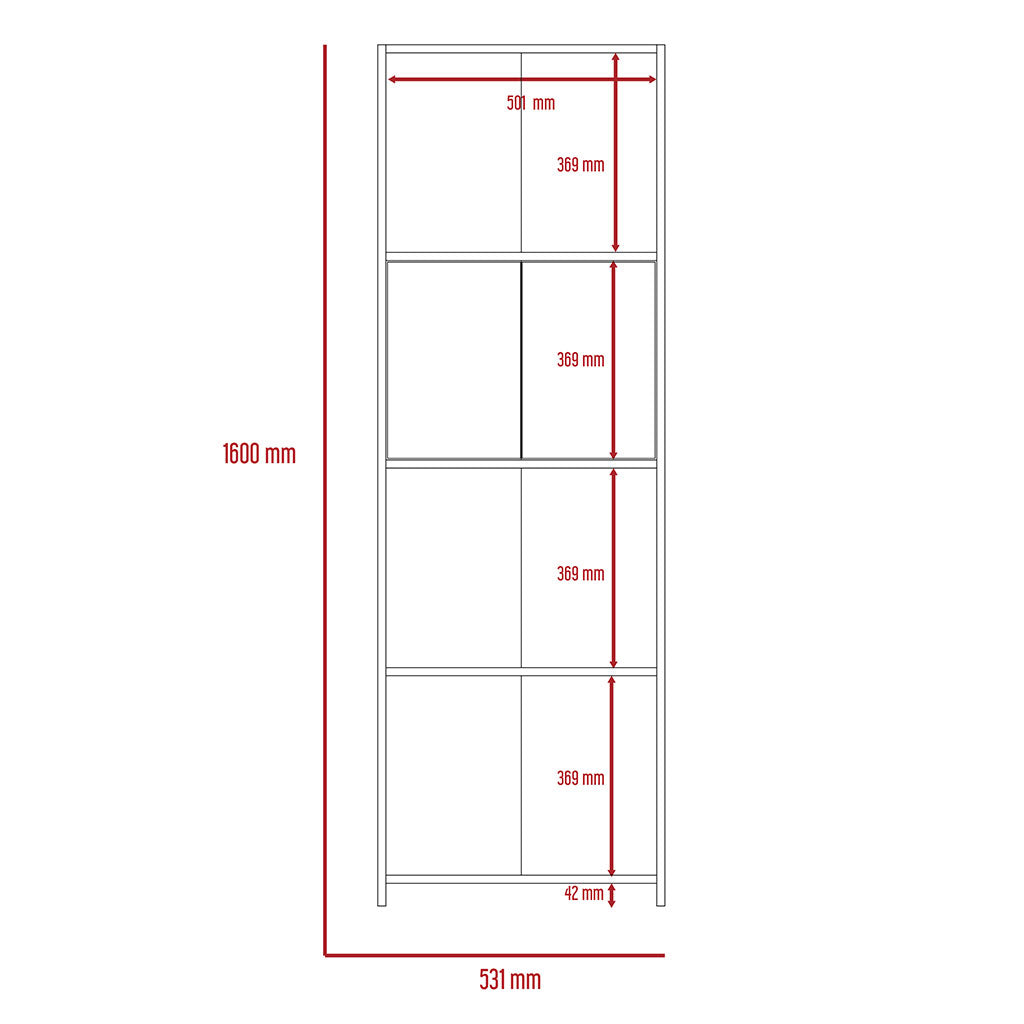 Wooden Bookcase With 2 Doors - Dallas
