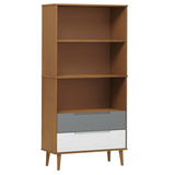 Wooden Bookcase With 2 Drawers And 3 Shelves - Molde