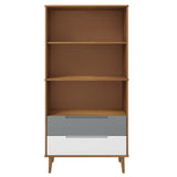 Wooden Bookcase With 2 Drawers And 3 Shelves - Molde