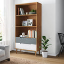 Wooden Bookcase With 2 Drawers And 3 Shelves - Molde