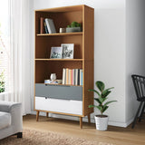 Wooden Bookcase With 2 Drawers And 3 Shelves - Molde