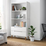 Wooden Bookcase With 2 Drawers And 3 Shelves - Molde
