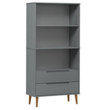Wooden Bookcase With 2 Drawers And 3 Shelves - Molde