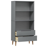 Wooden Bookcase With 2 Drawers And 3 Shelves - Molde