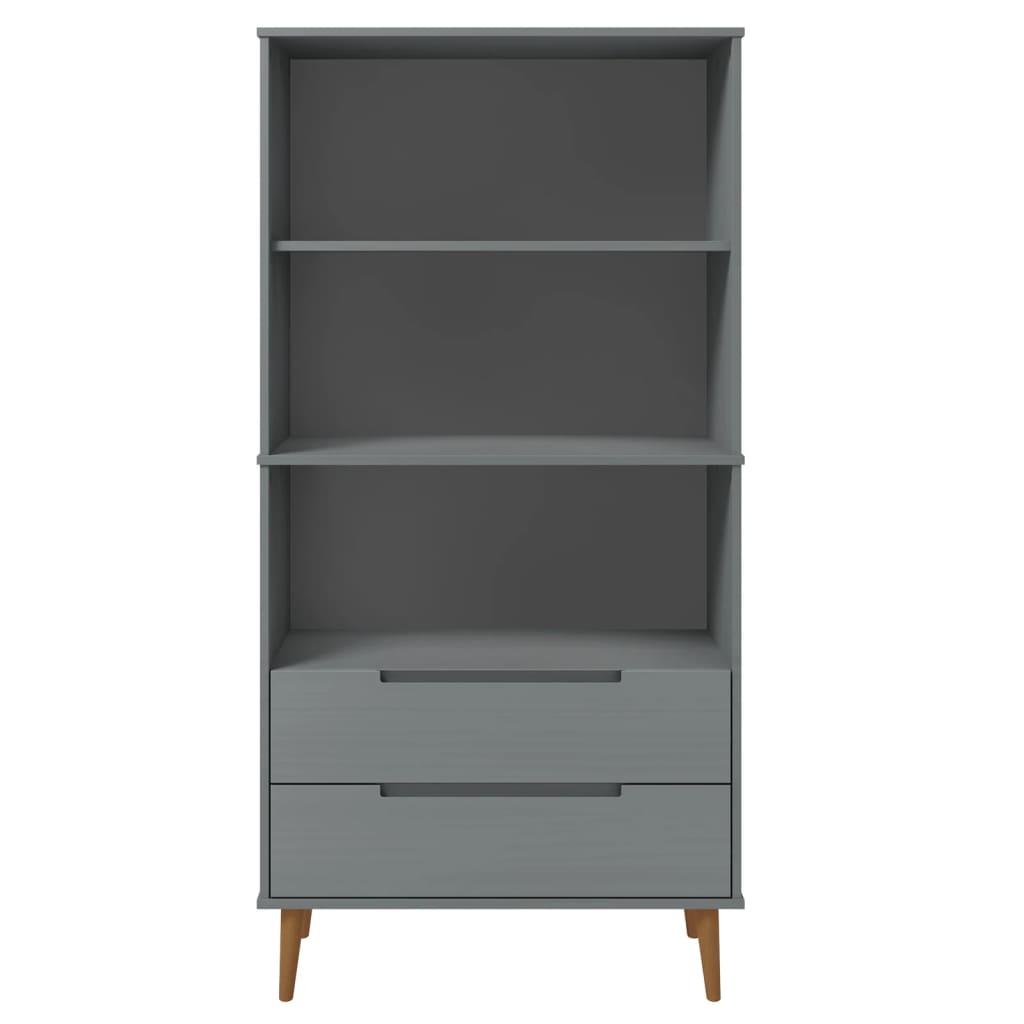 Wooden Bookcase With 2 Drawers And 3 Shelves - Molde