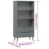 Wooden Bookcase With 2 Drawers And 3 Shelves - Molde