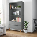 Wooden Bookcase With 2 Drawers And 3 Shelves - Molde