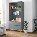 Wooden Bookcase With 2 Drawers And 3 Shelves - Molde