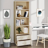 Wooden Bookcase With 2 Drawers And 4 Shelves - Hamar