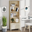 Wooden Bookcase With 2 Drawers And 4 Shelves - Hamar